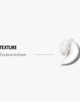 Textured cream swatch with 'Emulsion-to-foam' label on a white background
