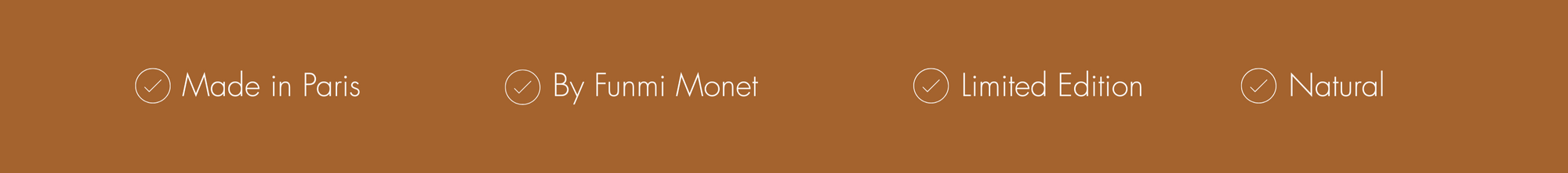 Brown background with text indicating 'Made in Paris', 'By Fumiko Morin', 'Limited Edition', and 'Natural'.