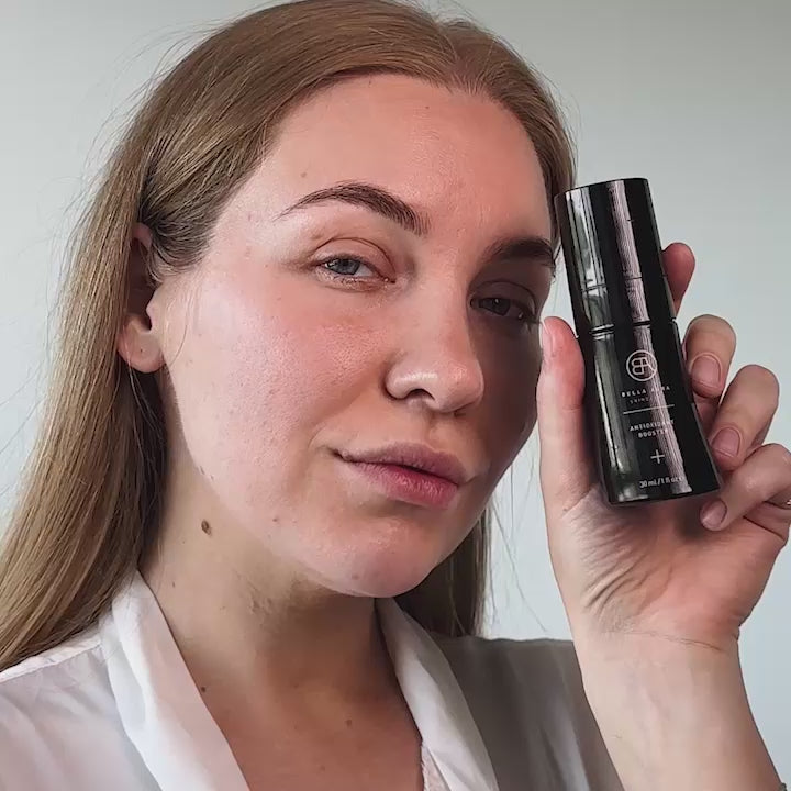 video on how to use antioxidant booster bella aura skincare product